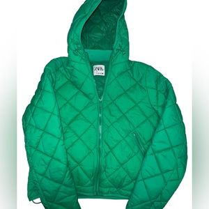 Zara L Green Puffer Jacket